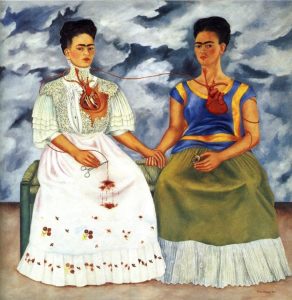 Frida Kahlo. The Two Fridas. 1939. Oil on canvas. 170 x 170 cm. Museo de Arte Moderno, Mexico City, Mexi-min